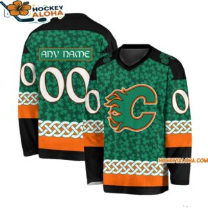 Calgary Flames Special Stpatricks Day Design Hockey Jersey