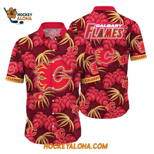Calgary Flames Tropical Motifs Summer Hawaiian Shirt 1