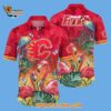 Calgary Flames Tropical Parrot And Flamingo Motifs Summer Hawaiian Shirt 2