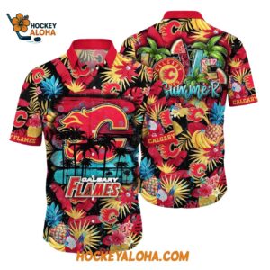 Calgary Flames With Tropical Fruits Summer Hawaiian Shirt 1