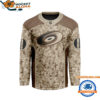 Carolina Hurricanes Special Veterans Military Desert Camouflage Design Hockey Jersey 1