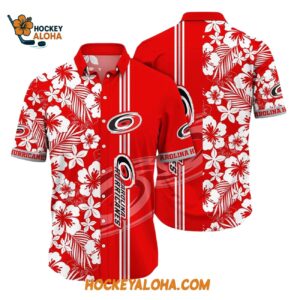 Carolina Hurricanes Tropical Apricot Blossom Pattern Summer Hawaiian Shirt 1