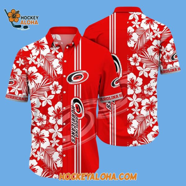 Carolina Hurricanes Tropical Apricot Blossom Pattern Summer Hawaiian Shirt 2