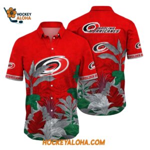 Carolina Hurricanes Tropical Forest Motifs Summer Hawaiian Shirt 1