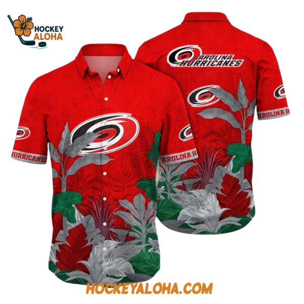 Carolina Hurricanes Tropical Forest Motifs Summer Hawaiian Shirt 1