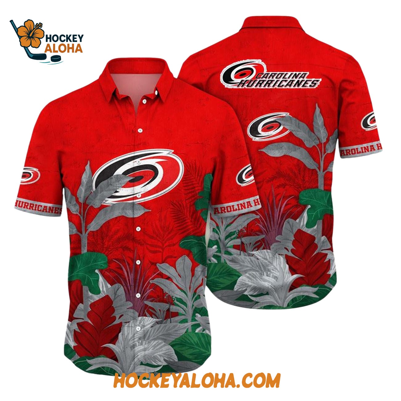 Carolina Hurricanes Tropical Forest Motifs Summer Hawaiian Shirt Carolina Hurricanes Tropical Forest Motifs Summer Hawaiian Shirt