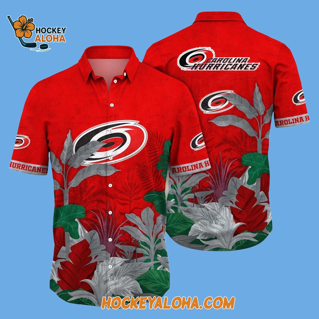 Carolina Hurricanes Tropical Forest Motifs Summer Hawaiian Shirt Carolina Hurricanes Tropical Forest Motifs Summer Hawaiian Shirt