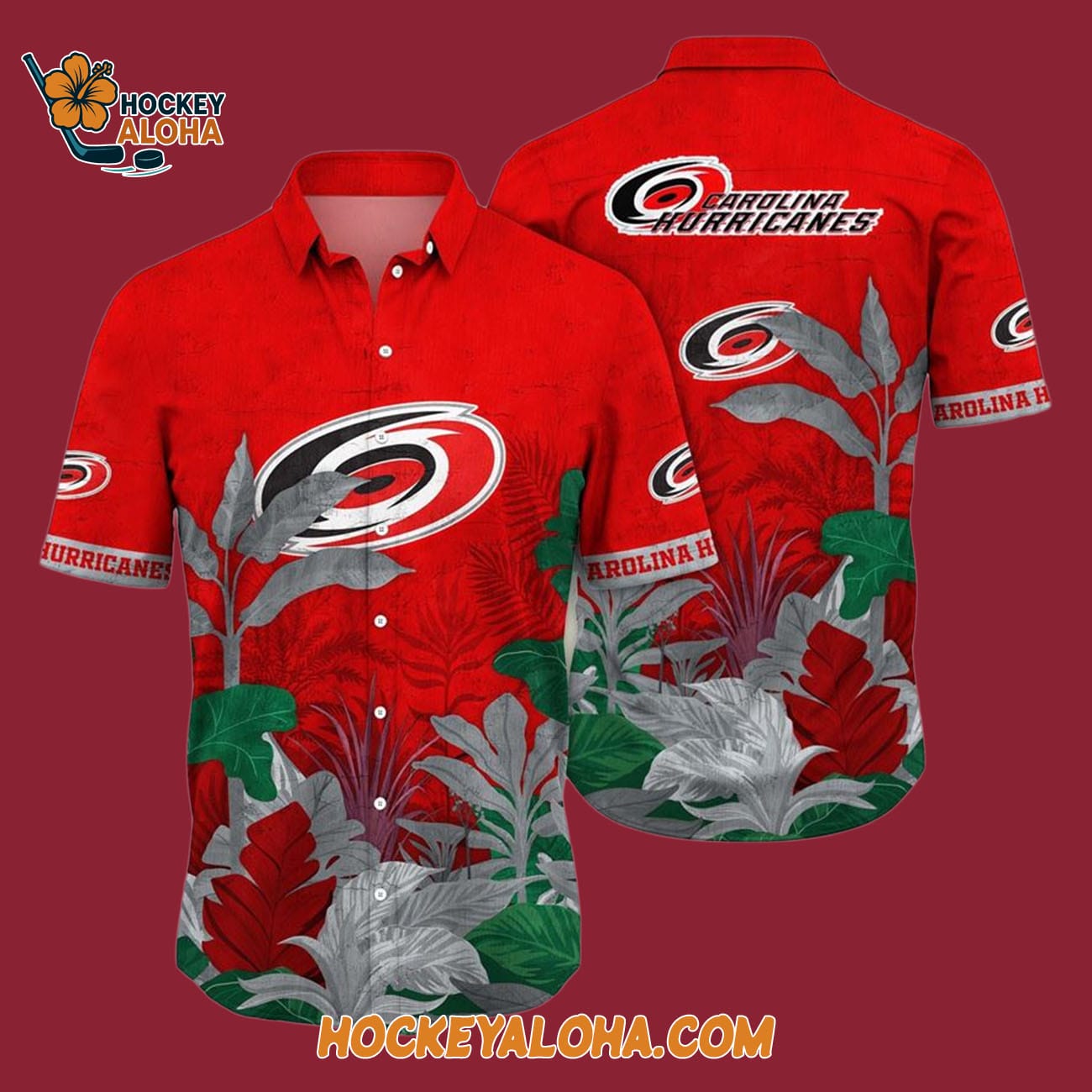 Carolina Hurricanes Tropical Forest Motifs Summer Hawaiian Shirt Carolina Hurricanes Tropical Forest Motifs Summer Hawaiian Shirt