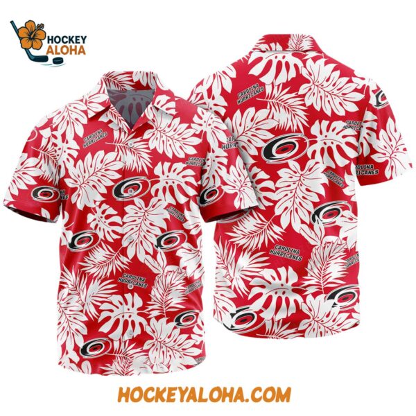 Carolina Hurricanes Tropical Leafs Design Hawaiian Shirt 1