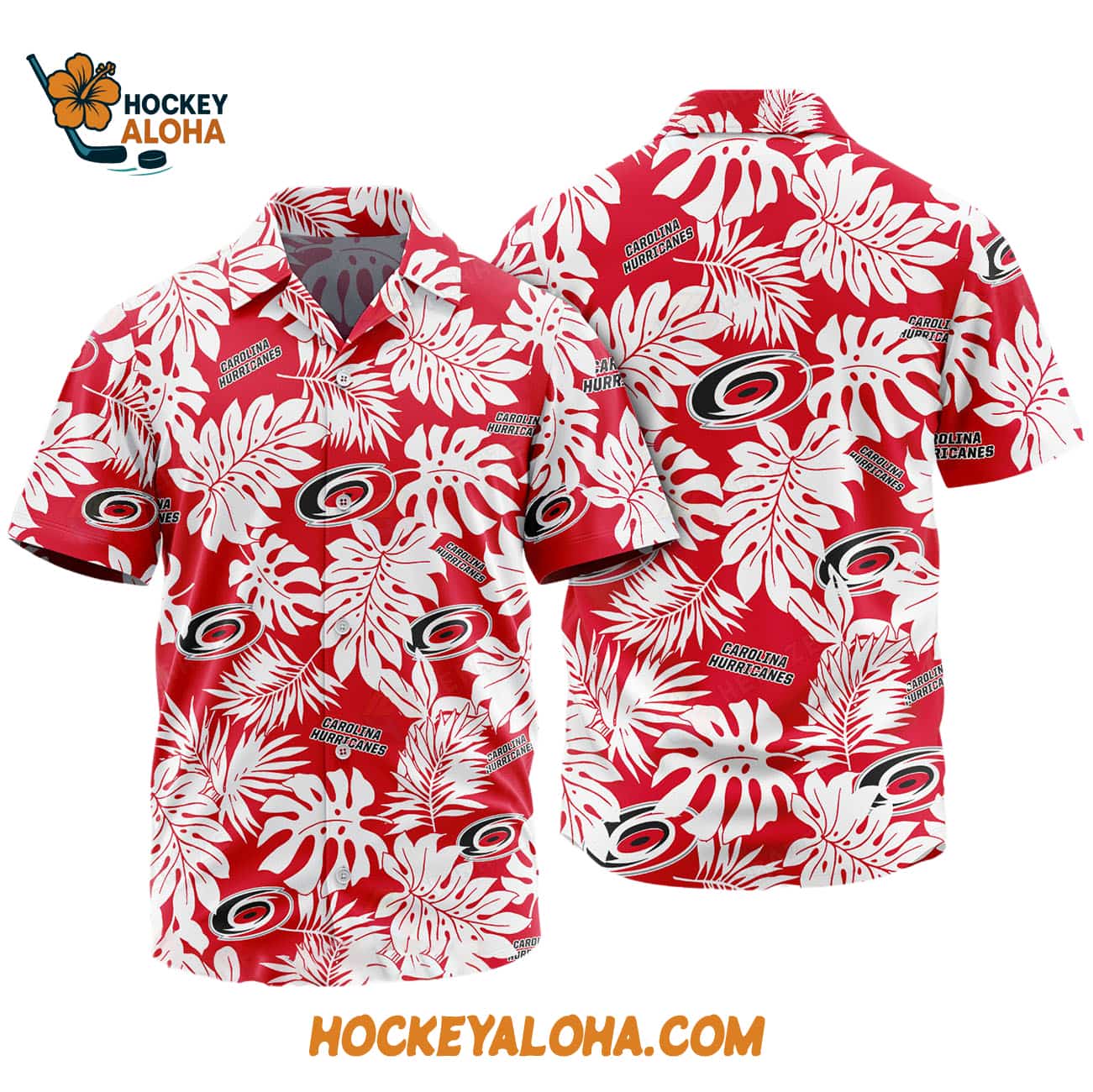 Carolina Hurricanes Tropical Leafs Design Hawaiian Shirt Carolina Hurricanes Tropical Leafs Design Hawaiian Shirt