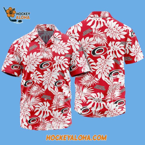 Carolina Hurricanes Tropical Leafs Design Hawaiian Shirt 2