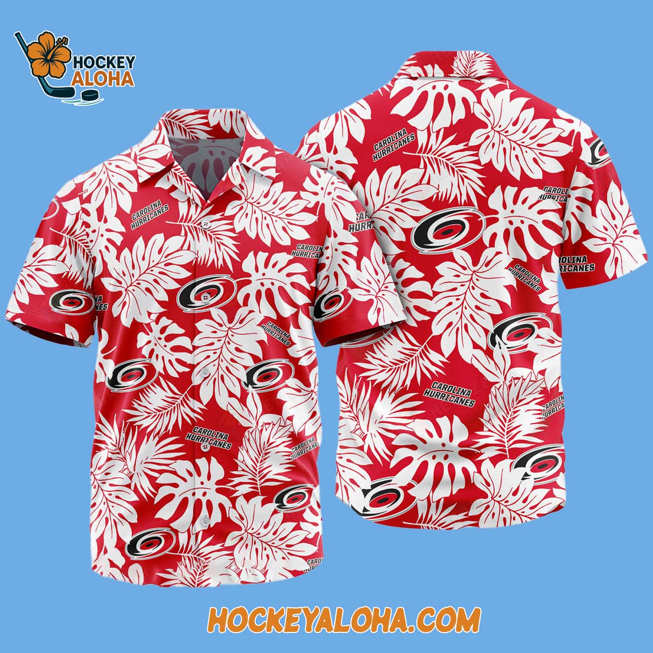 Carolina Hurricanes Tropical Leafs Design Hawaiian Shirt Carolina Hurricanes Tropical Leafs Design Hawaiian Shirt
