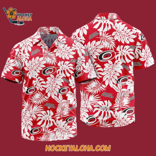 Carolina Hurricanes Tropical Leafs Design Hawaiian Shirt 4