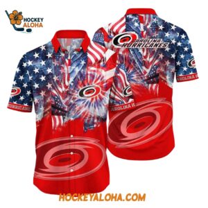 Carolina Hurricanes With American Independence Day Pattern Summer Hawaiian Shirt 1