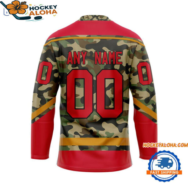 Chicago Blackhawks Camo Veterans Custom Hockey Jersey 2