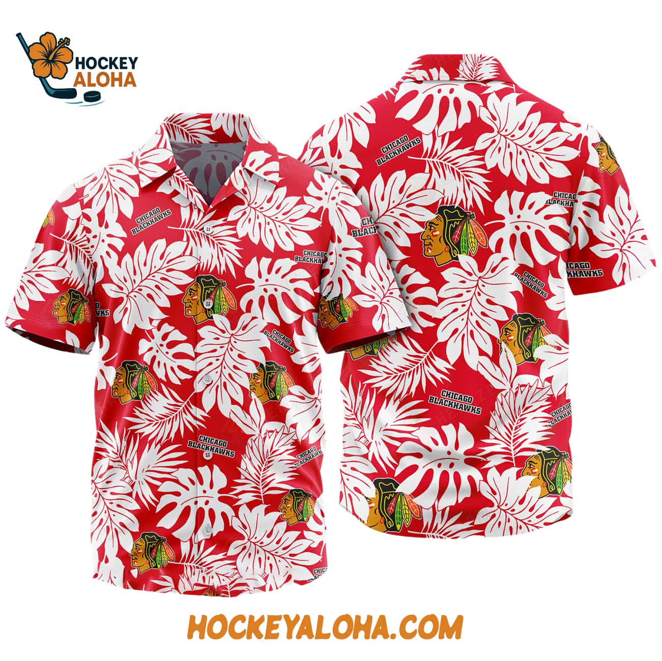 Chicago Blackhawks Tropical Leafs Design Hawaiian Shirt Chicago Blackhawks Tropical Leafs Design Hawaiian Shirt