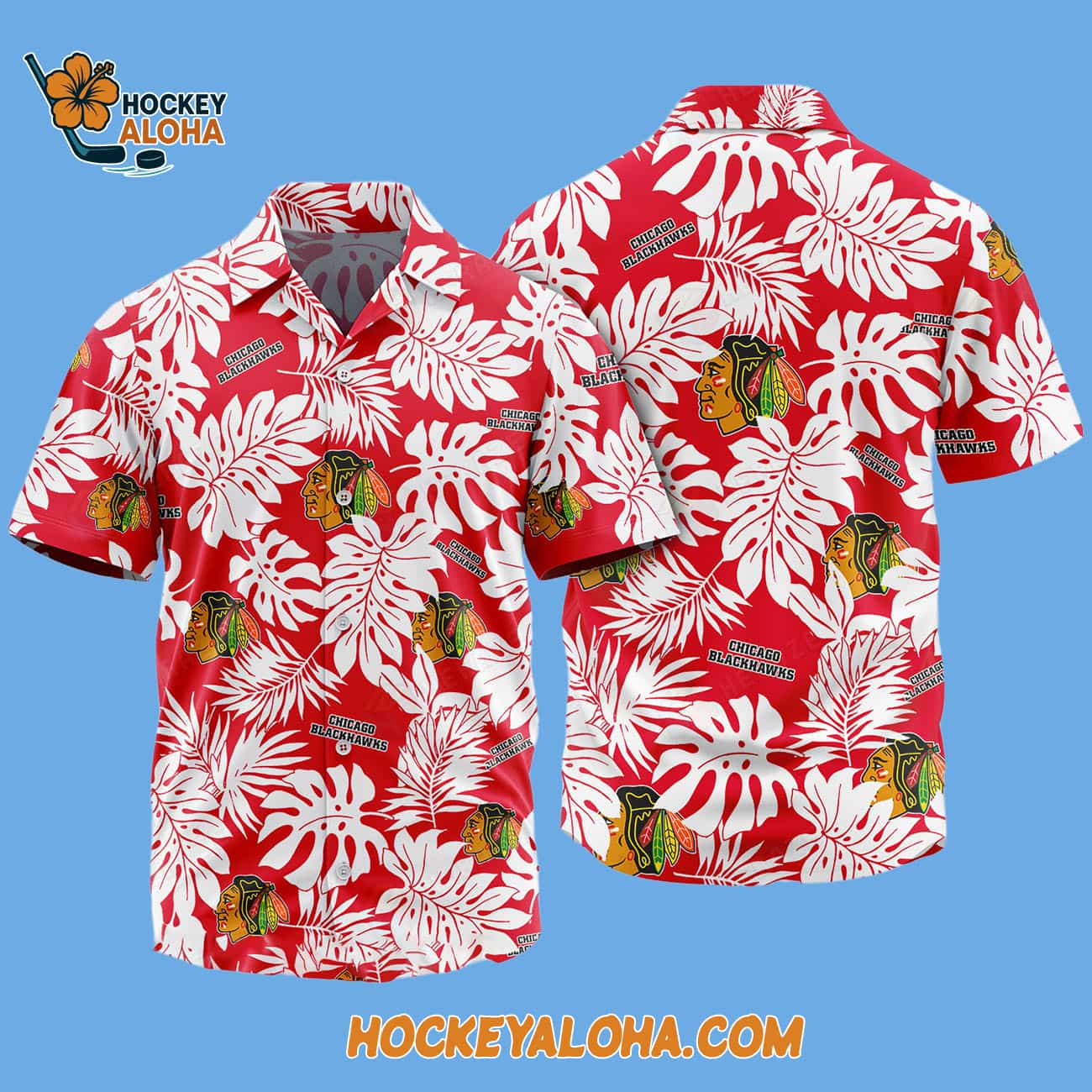 Chicago Blackhawks Tropical Leafs Design Hawaiian Shirt Chicago Blackhawks Tropical Leafs Design Hawaiian Shirt