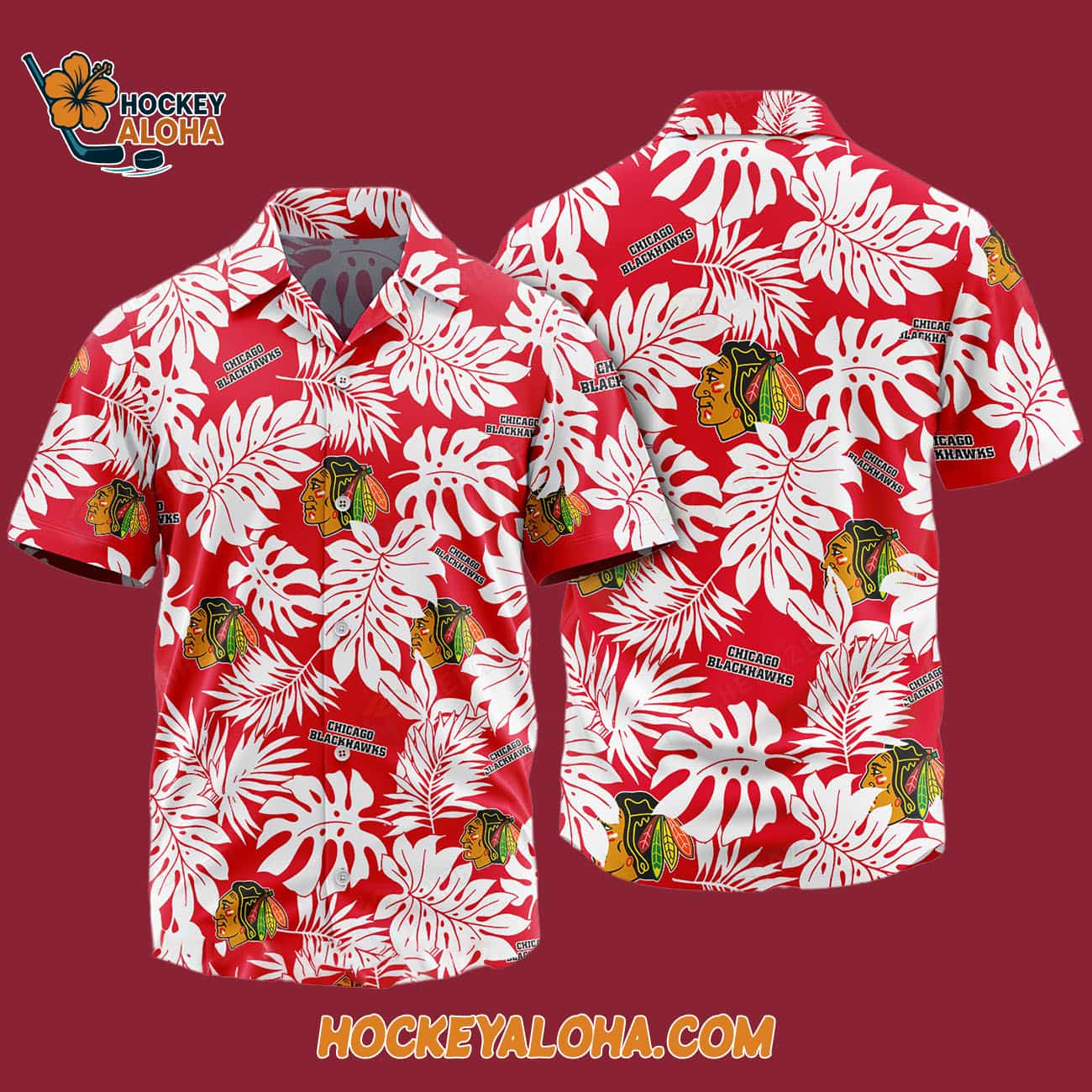 Chicago Blackhawks Tropical Leafs Design Hawaiian Shirt Chicago Blackhawks Tropical Leafs Design Hawaiian Shirt