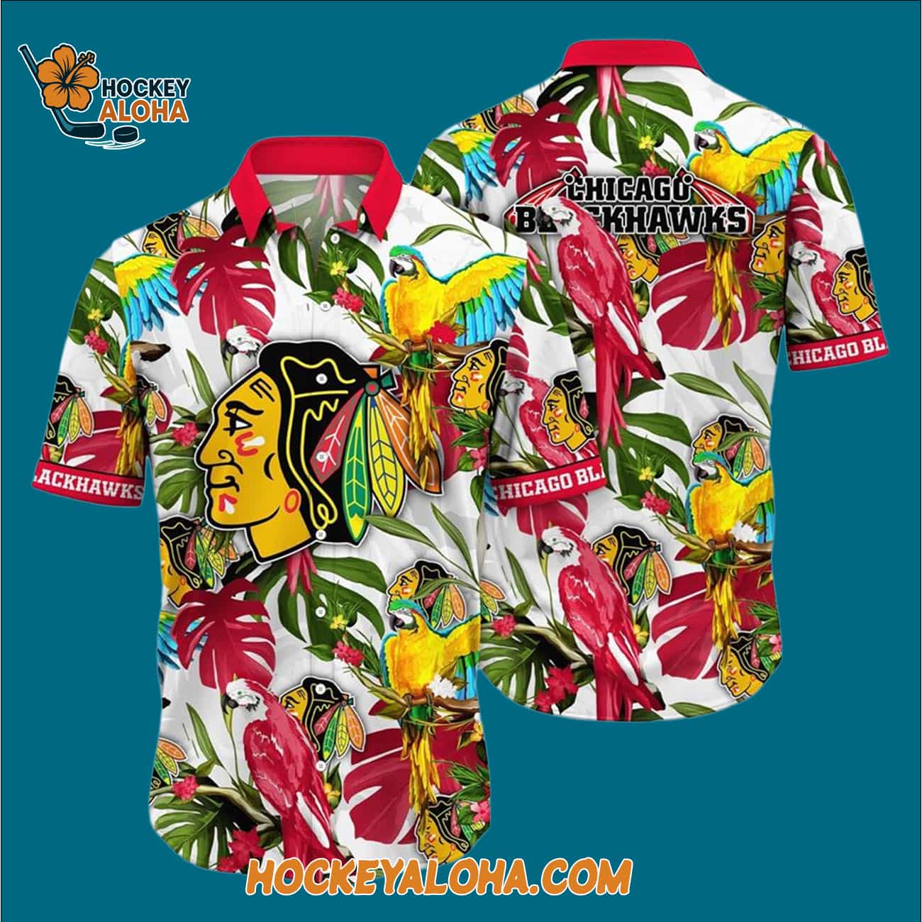 Chicago Blackhawks Tropical Parrot Pattern Summer Hawaiian Shirt Chicago Blackhawks Tropical Parrot Pattern Summer Hawaiian Shirt