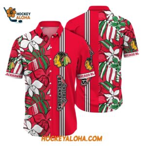 Chicago Blackhawks Tropical Tropical Forest Floral Pattern Summer Hawaiian Shirt 1