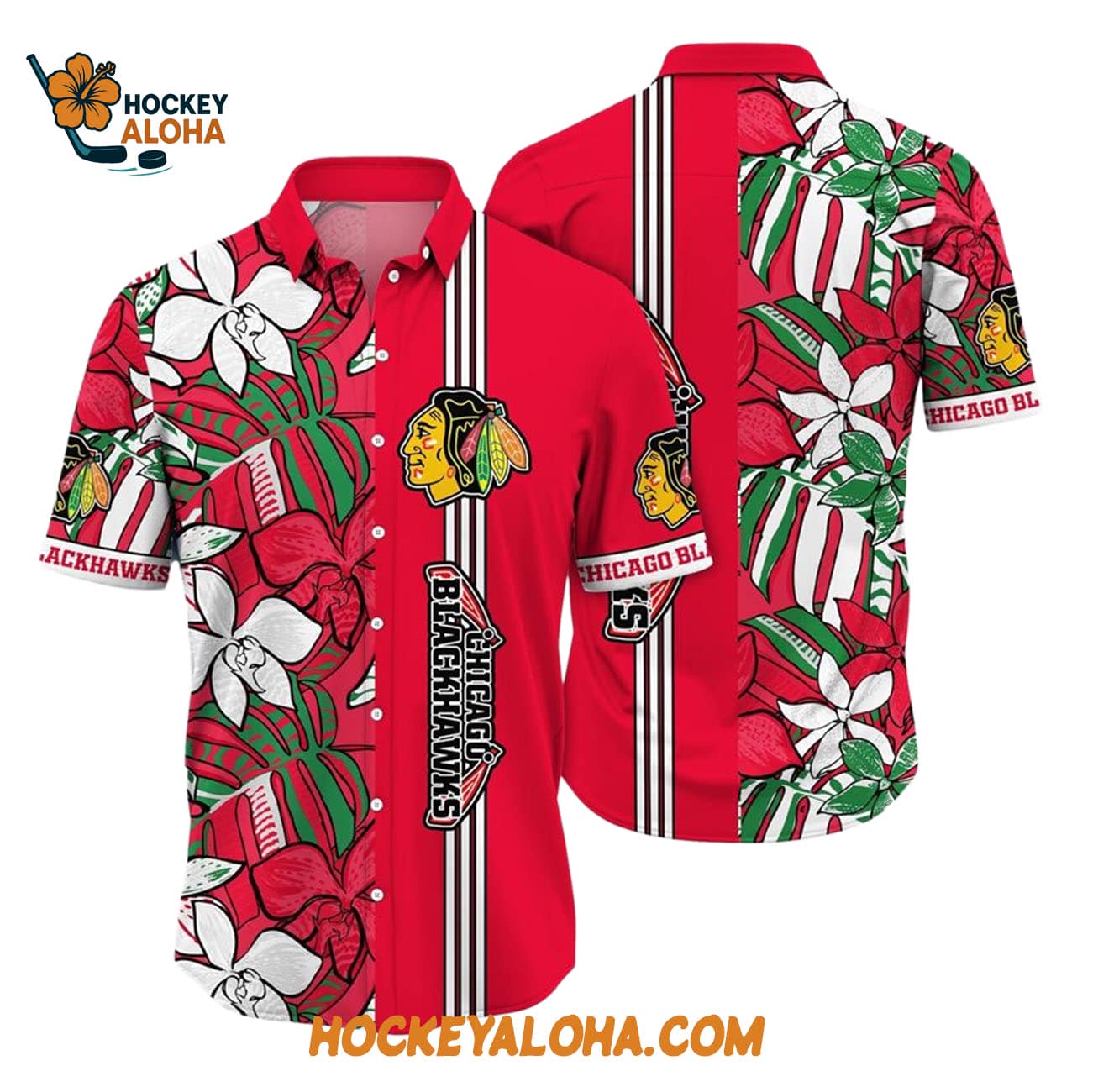 Chicago Blackhawks Tropical Tropical Forest Floral Pattern Summer Hawaiian Shirt Chicago Blackhawks Tropical Tropical Forest Floral Pattern Summer Hawaiian Shirt