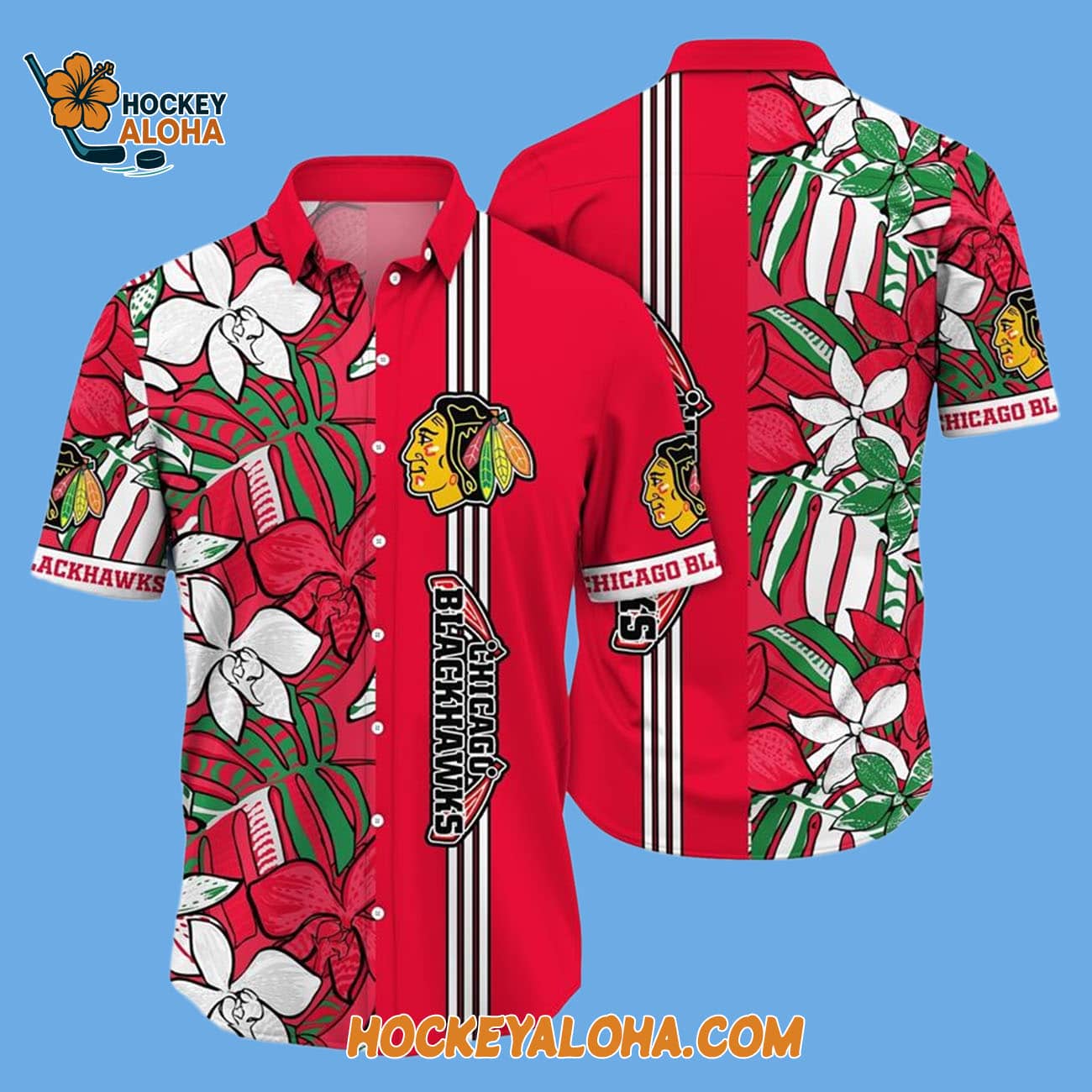Chicago Blackhawks Tropical Tropical Forest Floral Pattern Summer Hawaiian Shirt Chicago Blackhawks Tropical Tropical Forest Floral Pattern Summer Hawaiian Shirt