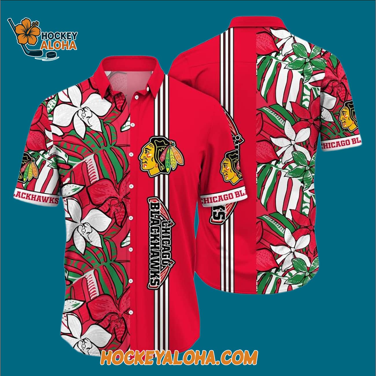 Chicago Blackhawks Tropical Tropical Forest Floral Pattern Summer Hawaiian Shirt Chicago Blackhawks Tropical Tropical Forest Floral Pattern Summer Hawaiian Shirt