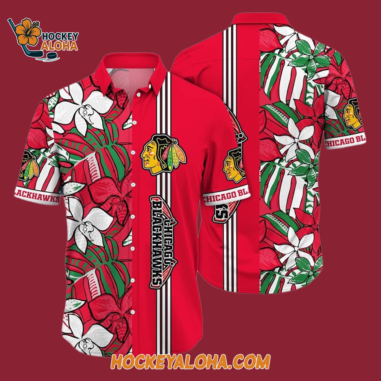 Chicago Blackhawks Tropical Tropical Forest Floral Pattern Summer Hawaiian Shirt Chicago Blackhawks Tropical Tropical Forest Floral Pattern Summer Hawaiian Shirt