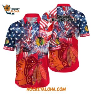 Chicago Blackhawks With American Independence Day Pattern Summer Hawaiian Shirt 1