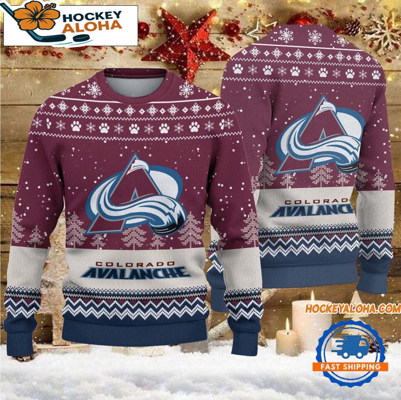 Colorado Avalanche Hockey Team Design New Christmas Ugly Sweater Colorado Avalanche Hockey Team Design New Christmas Ugly Sweater