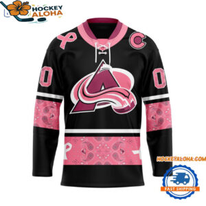 Colorado Avalanche In October We Wear Pink Breast Cancer Design Hockey Jersey 1