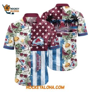 Colorado Avalanche Tropical Hat And Glasses Pattern Summer Hawaiian Shirt 1
