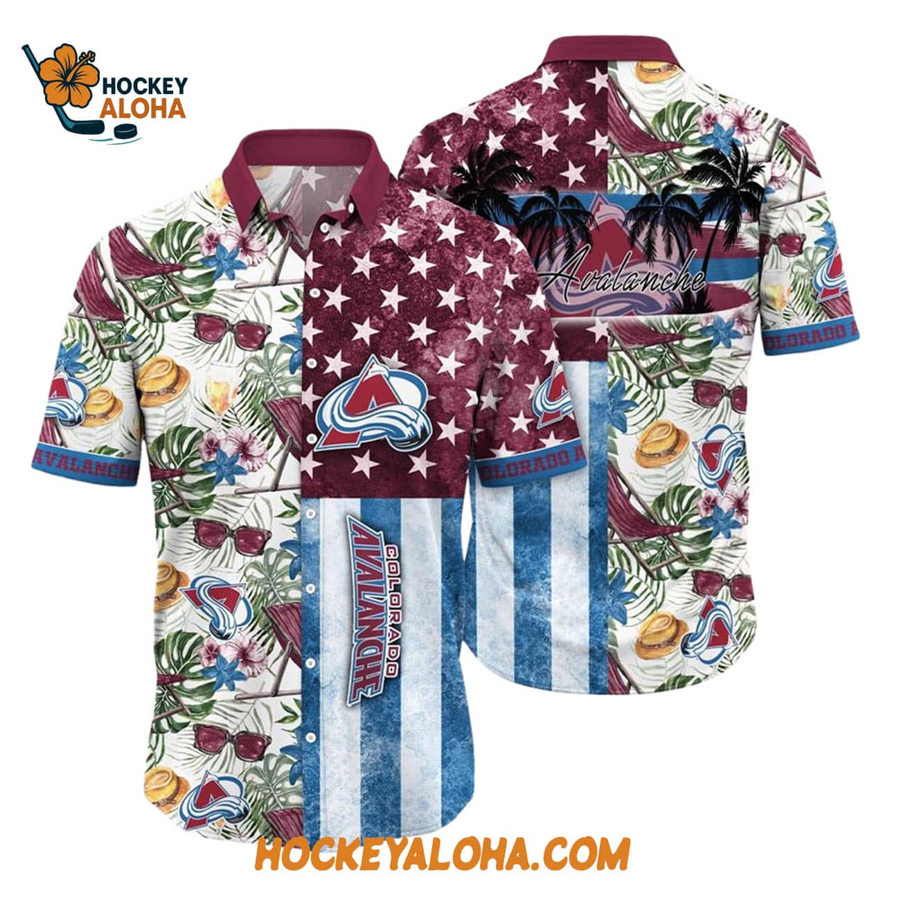 Colorado Avalanche Tropical Hat And Glasses Pattern Summer Hawaiian Shirt Colorado Avalanche Tropical Hat And Glasses Pattern Summer Hawaiian Shirt