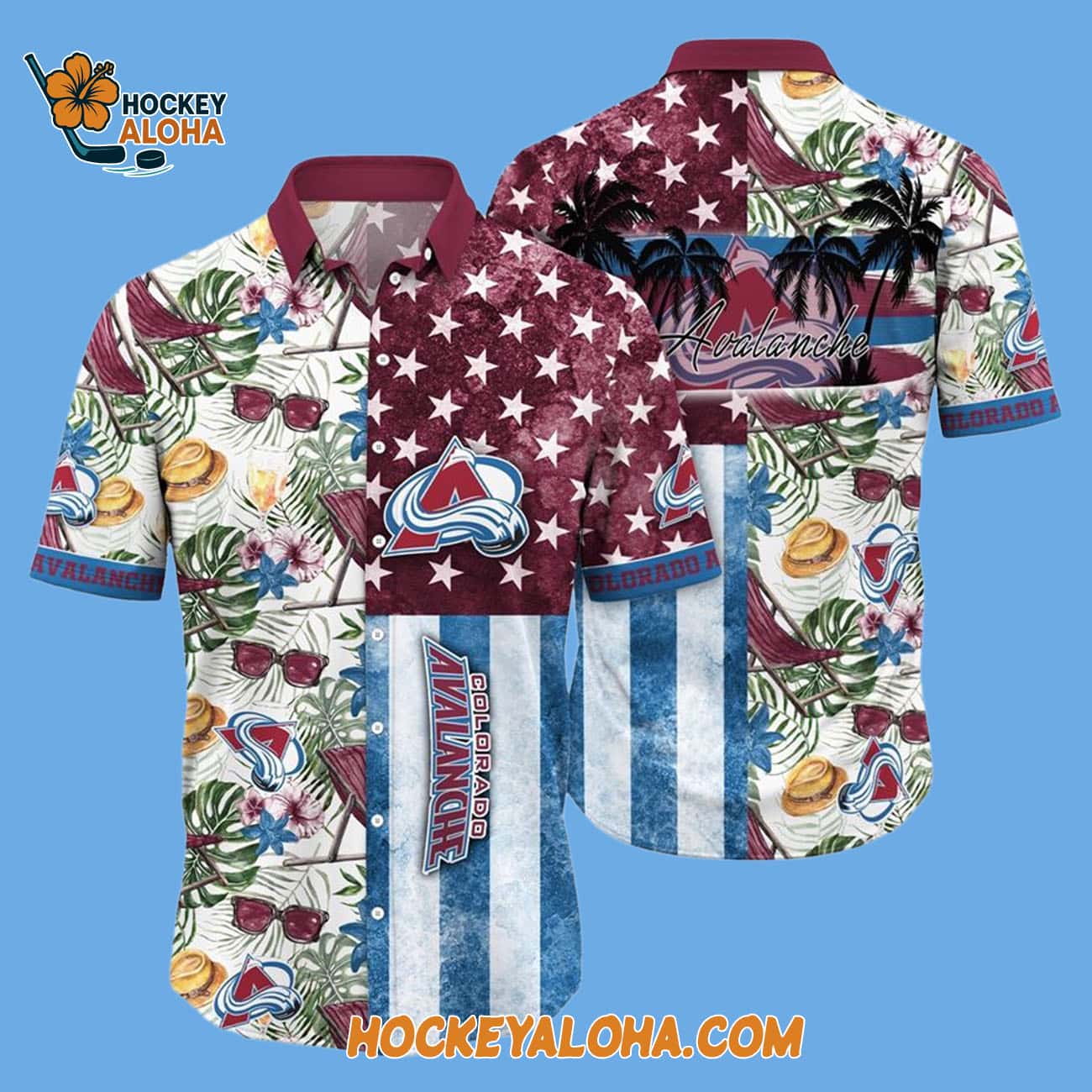 Colorado Avalanche Tropical Hat And Glasses Pattern Summer Hawaiian Shirt Colorado Avalanche Tropical Hat And Glasses Pattern Summer Hawaiian Shirt