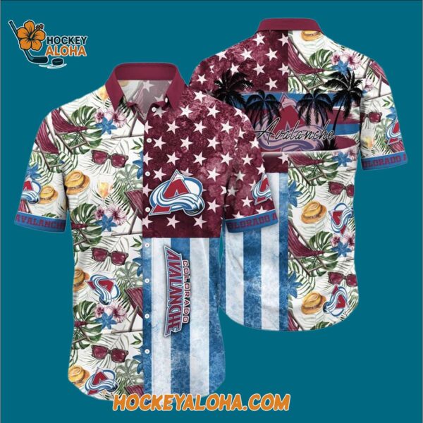Colorado Avalanche Tropical Hat And Glasses Pattern Summer Hawaiian Shirt 3
