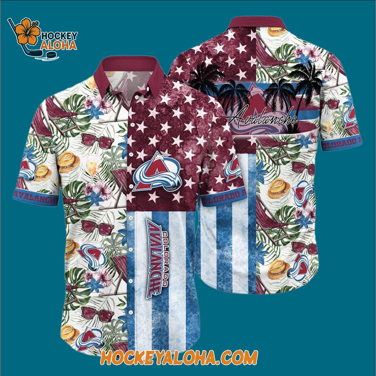 Colorado Avalanche Tropical Hat And Glasses Pattern Summer Hawaiian Shirt Colorado Avalanche Tropical Hat And Glasses Pattern Summer Hawaiian Shirt