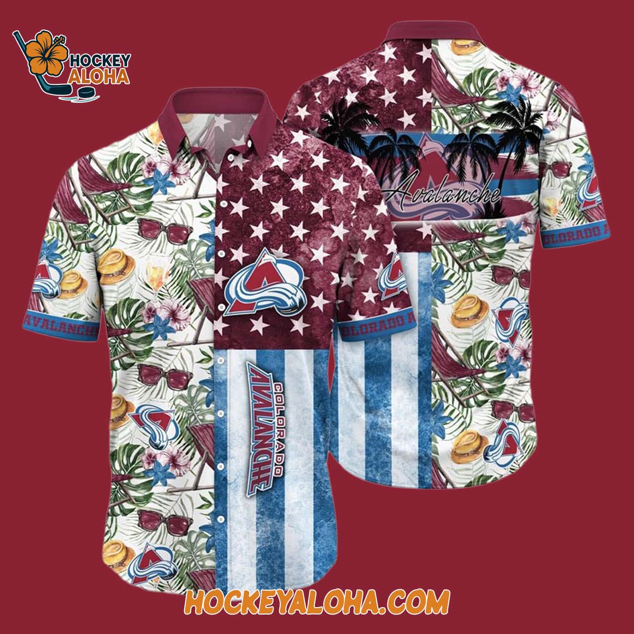 Colorado Avalanche Tropical Hat And Glasses Pattern Summer Hawaiian Shirt Colorado Avalanche Tropical Hat And Glasses Pattern Summer Hawaiian Shirt