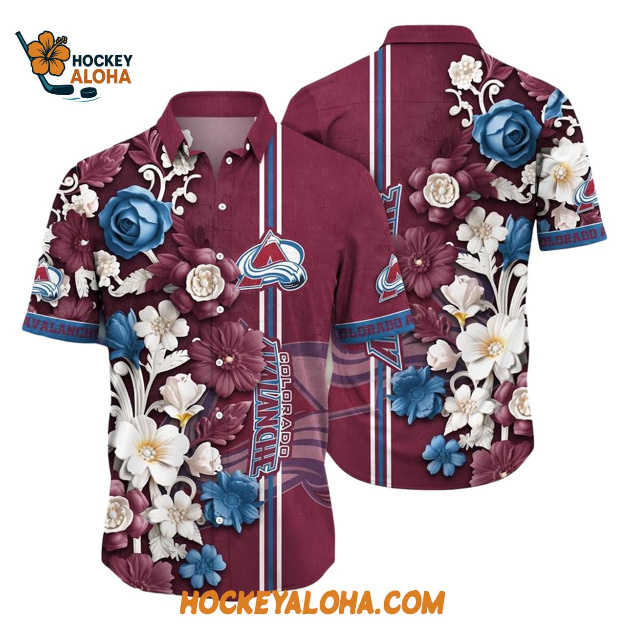 Colorado Avalanche Tropical Hepatica Floral Pattern Summer Hawaiian Shirt Colorado Avalanche Tropical Hepatica Floral Pattern Summer Hawaiian Shirt