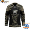 Columbus Blue Jackets Custom Honoring Veterans Camo Hockey Jersey 1
