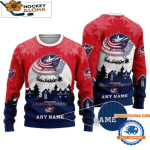 Columbus Blue Jackets Hockey New Design Litmited Ugly Sweater Custom Name