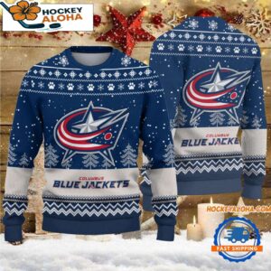 Columbus Blue Jackets Hockey Team Design New Christmas Ugly Sweater