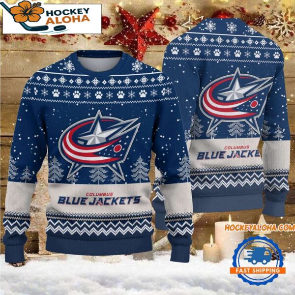 Columbus Blue Jackets Hockey Team Design New Christmas Ugly Sweater