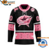 Columbus Blue Jackets In October We Wear Pink Breast Cancer Design Hockey Jersey 1