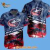 Columbus Blue Jackets Special Palm Tree Hawaiian Button Shirt 2