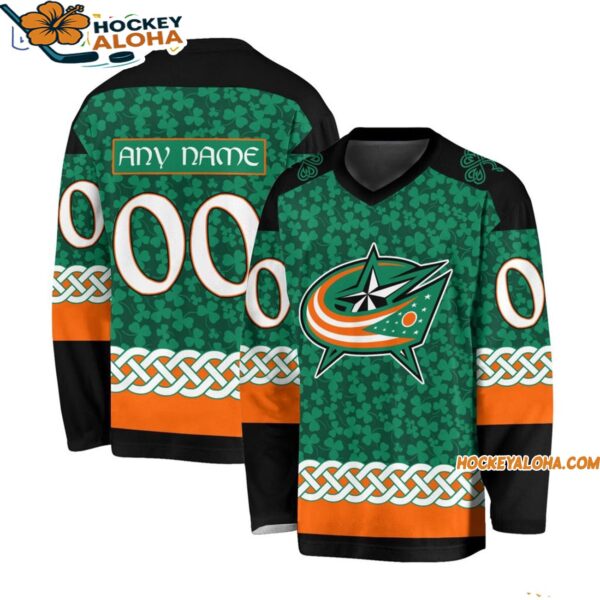 Columbus Blue Jackets Special Stpatricks Day Design Hockey Jersey
