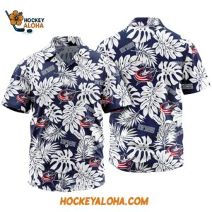 Columbus Blue Jackets Tropical Leafs Design Hawaiian Shirt 1
