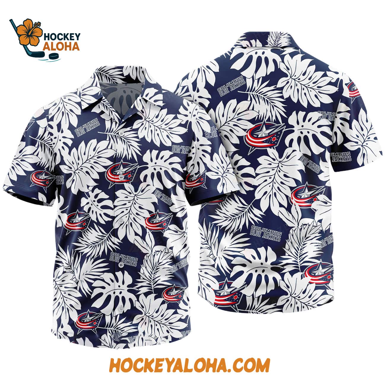 Columbus Blue Jackets Tropical Leafs Design Hawaiian Shirt Columbus Blue Jackets Tropical Leafs Design Hawaiian Shirt
