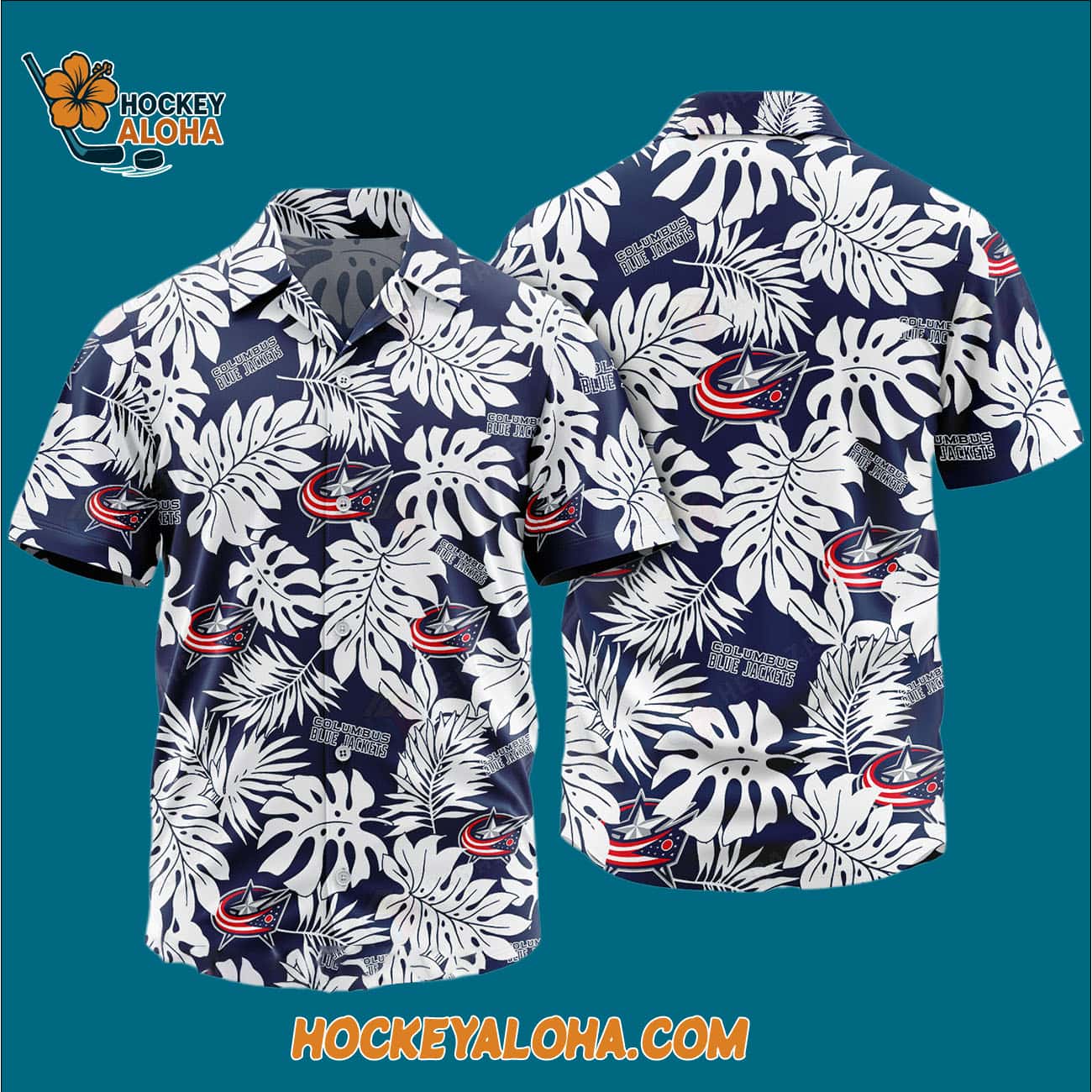 Columbus Blue Jackets Tropical Leafs Design Hawaiian Shirt Columbus Blue Jackets Tropical Leafs Design Hawaiian Shirt