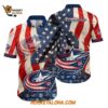 Columbus Blue Jackets With American Flag Pattern Summer Hawaiian Shirt 1