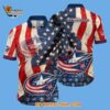 Columbus Blue Jackets With American Flag Pattern Summer Hawaiian Shirt 2